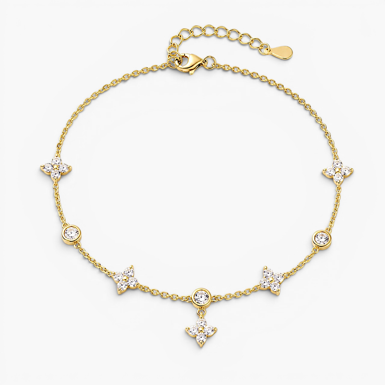 Stella Crystal Clover Anklet
