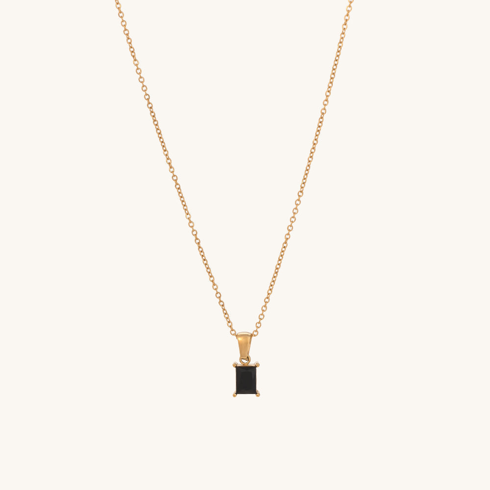 Black Stone Necklace – GOLD