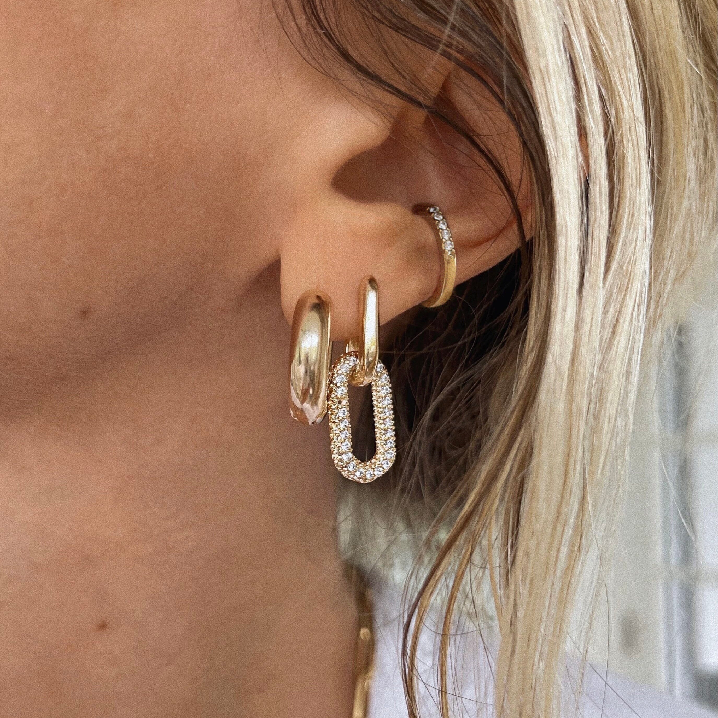 Pavé Paperclip Link Earrings