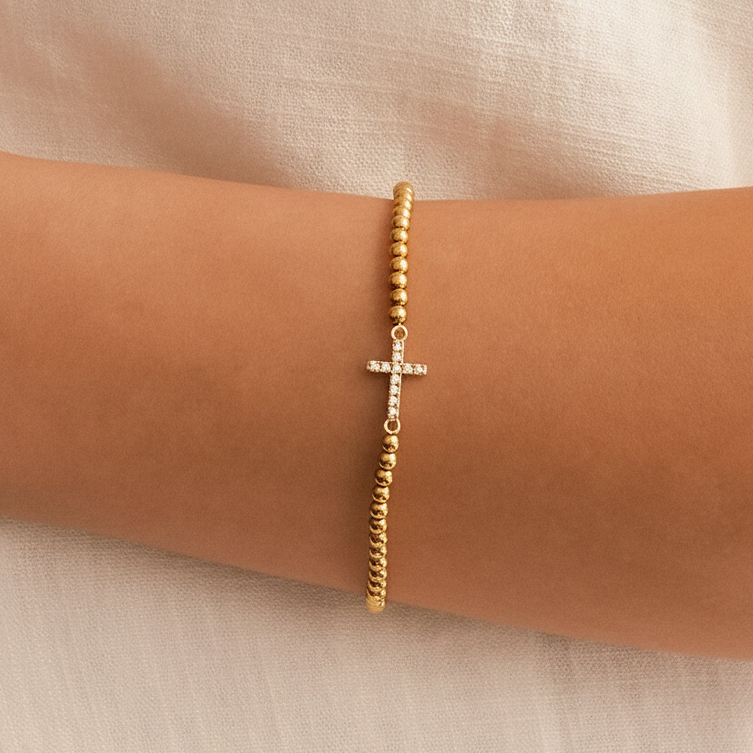 Aurelis Beaded Cross Stretch Bracelet