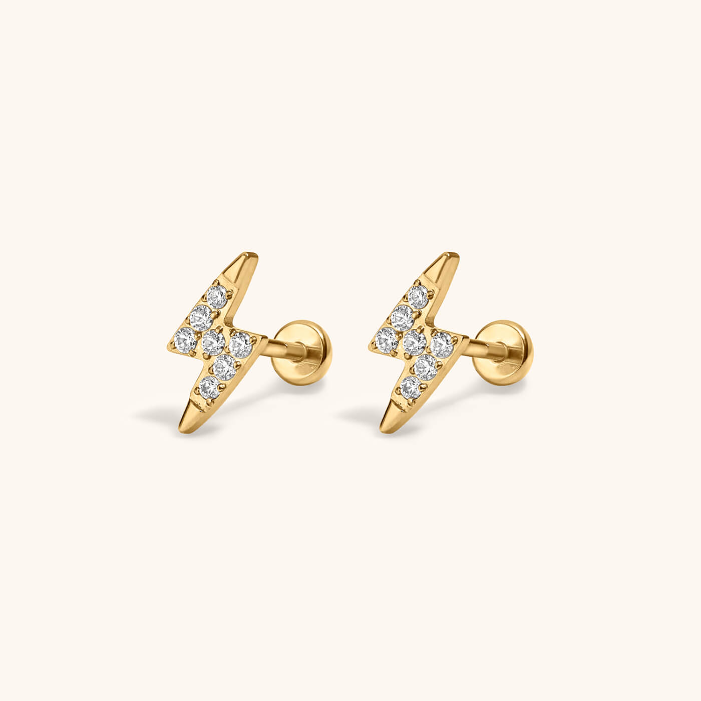Pave Lightning Nap Earrings – Gold