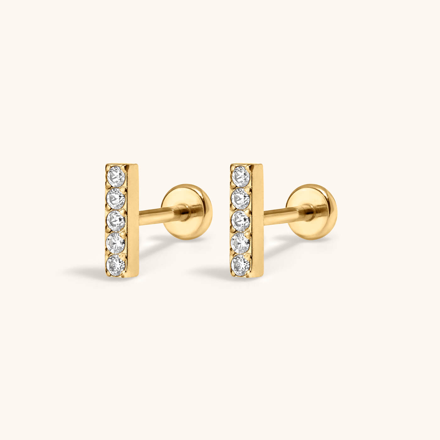Pave Bar Nap Earrings – Gold
