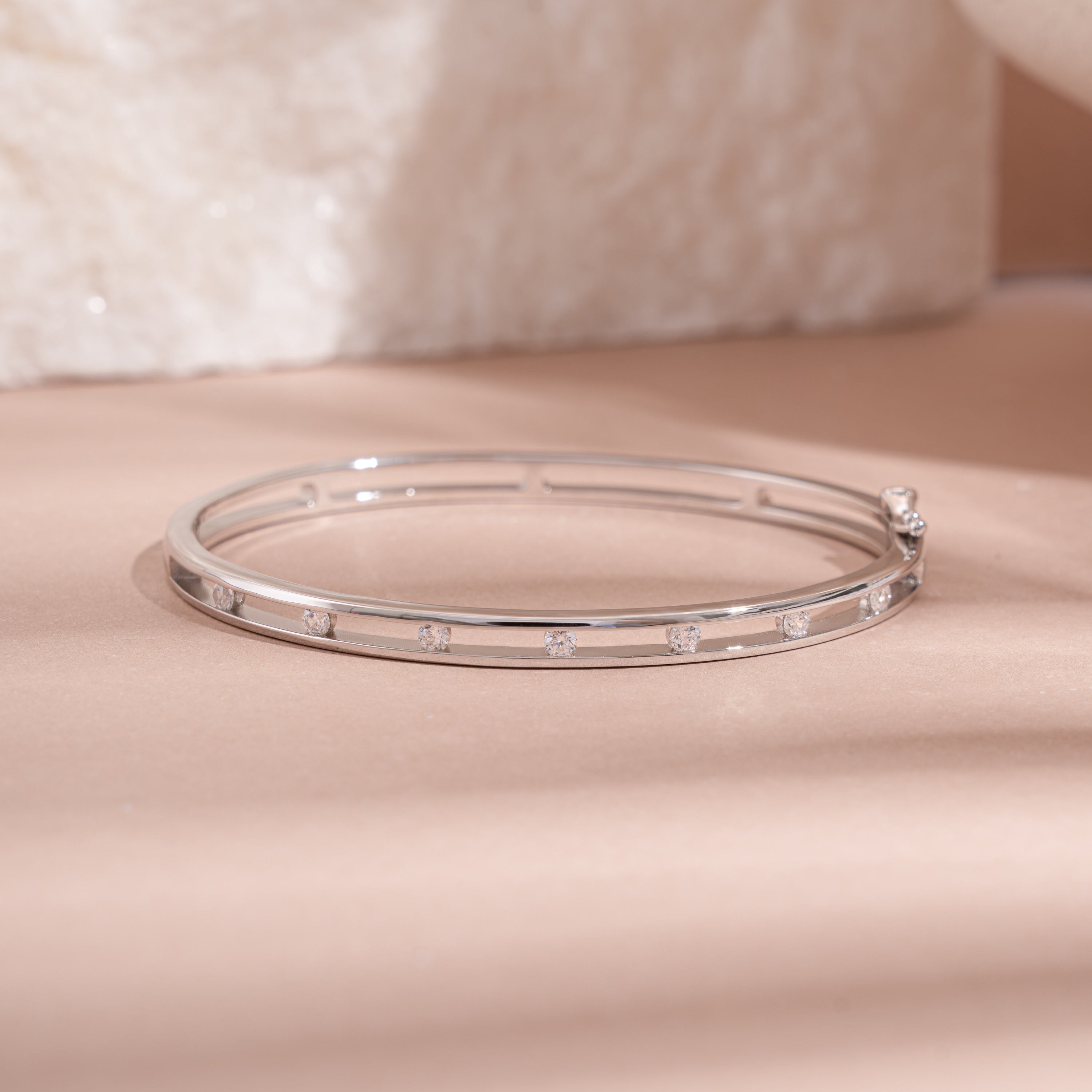 Sleek Stone Set Bangle Bracelet