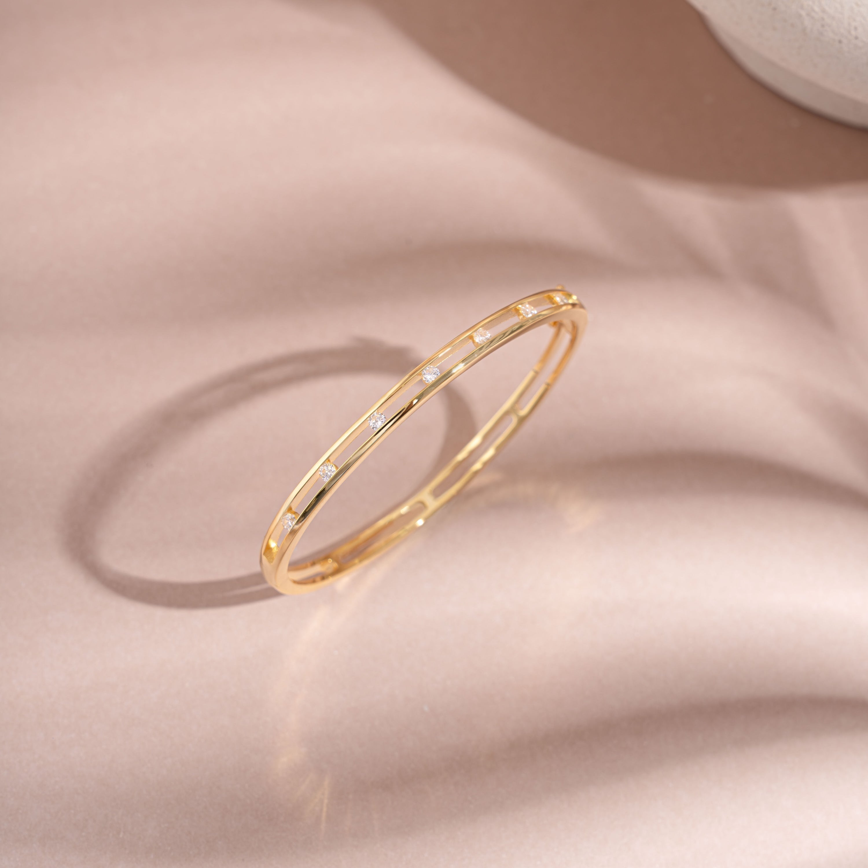 Sleek Stone Set Bangle Bracelet