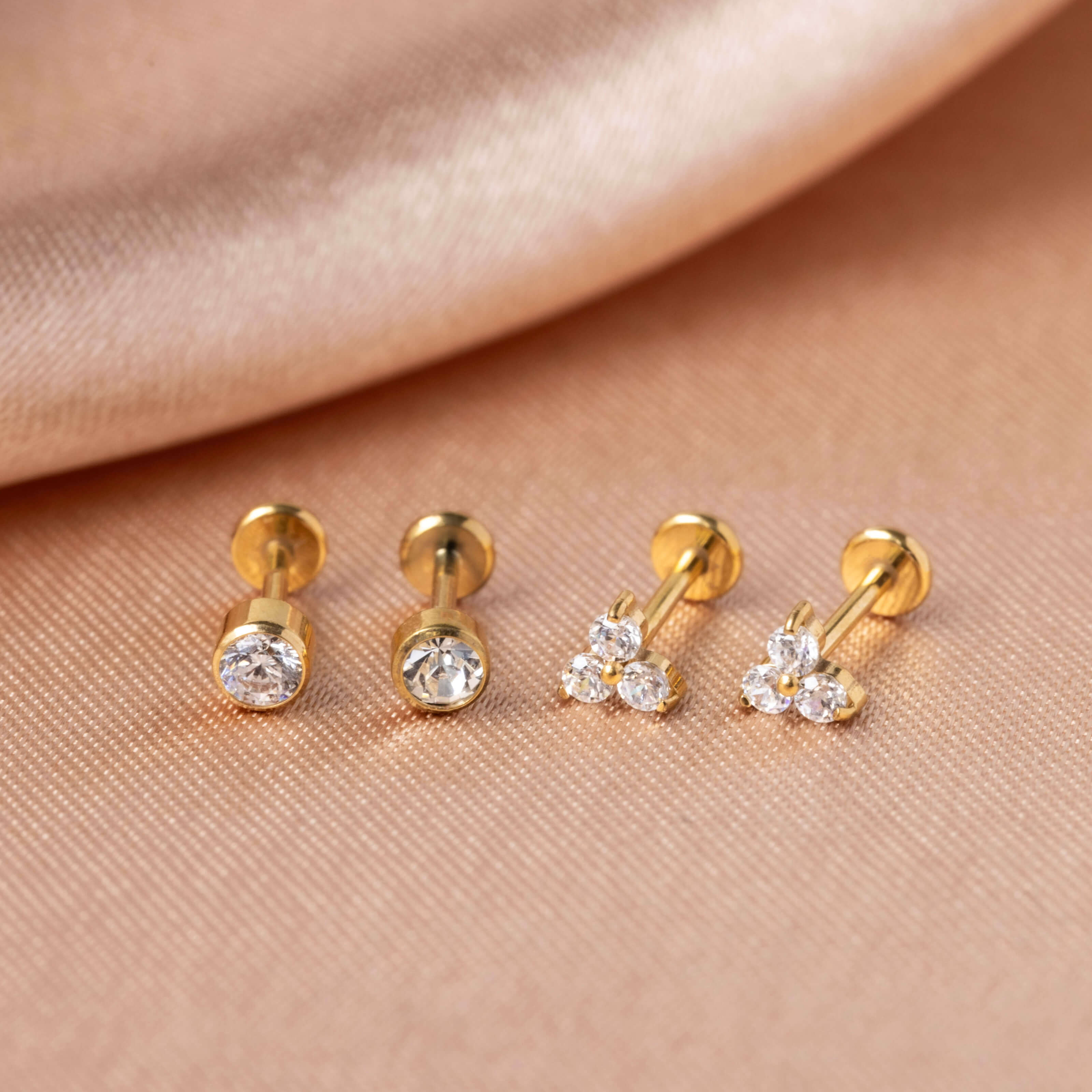 Celestial Crystal Bezel Solitaire Nap Earrings