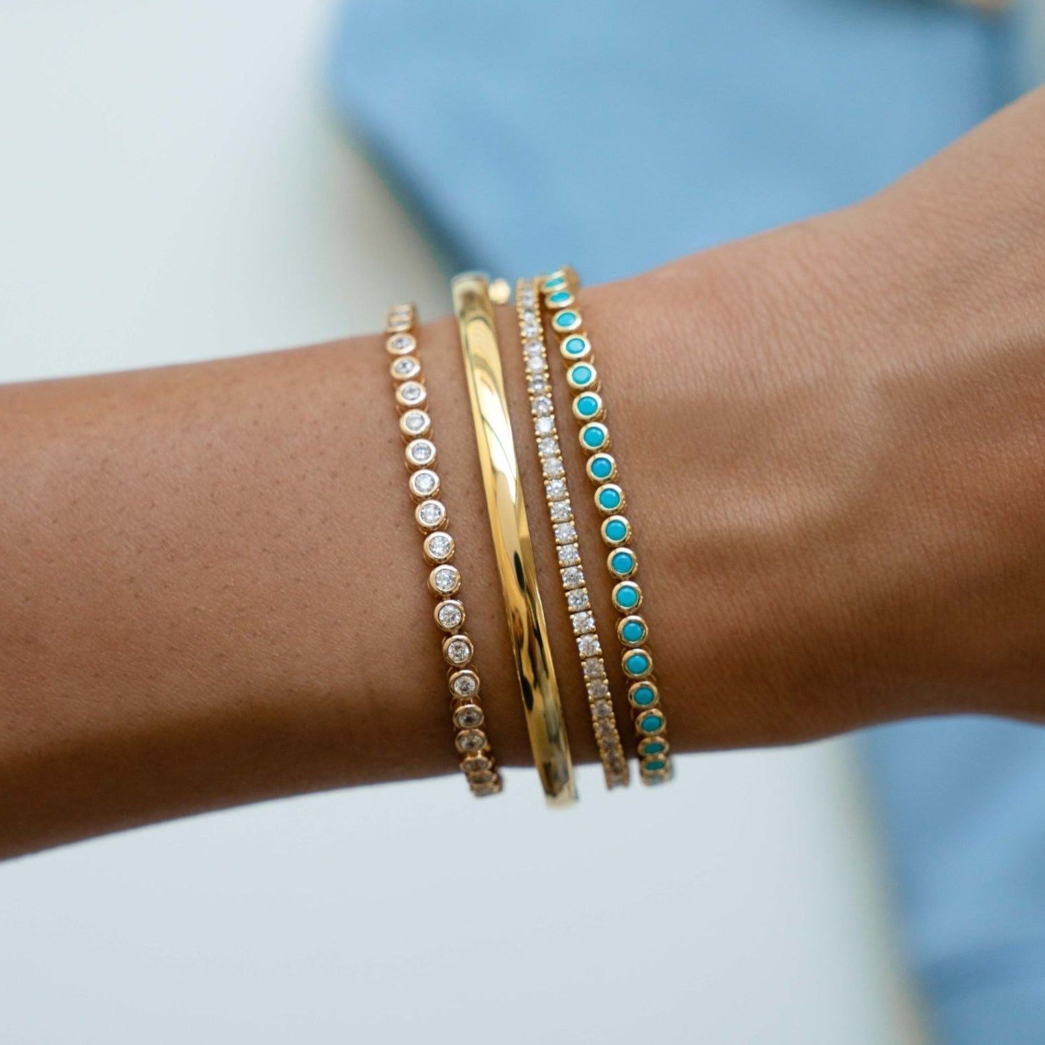 Classic Turquoise Bezel Tennis Bracelet