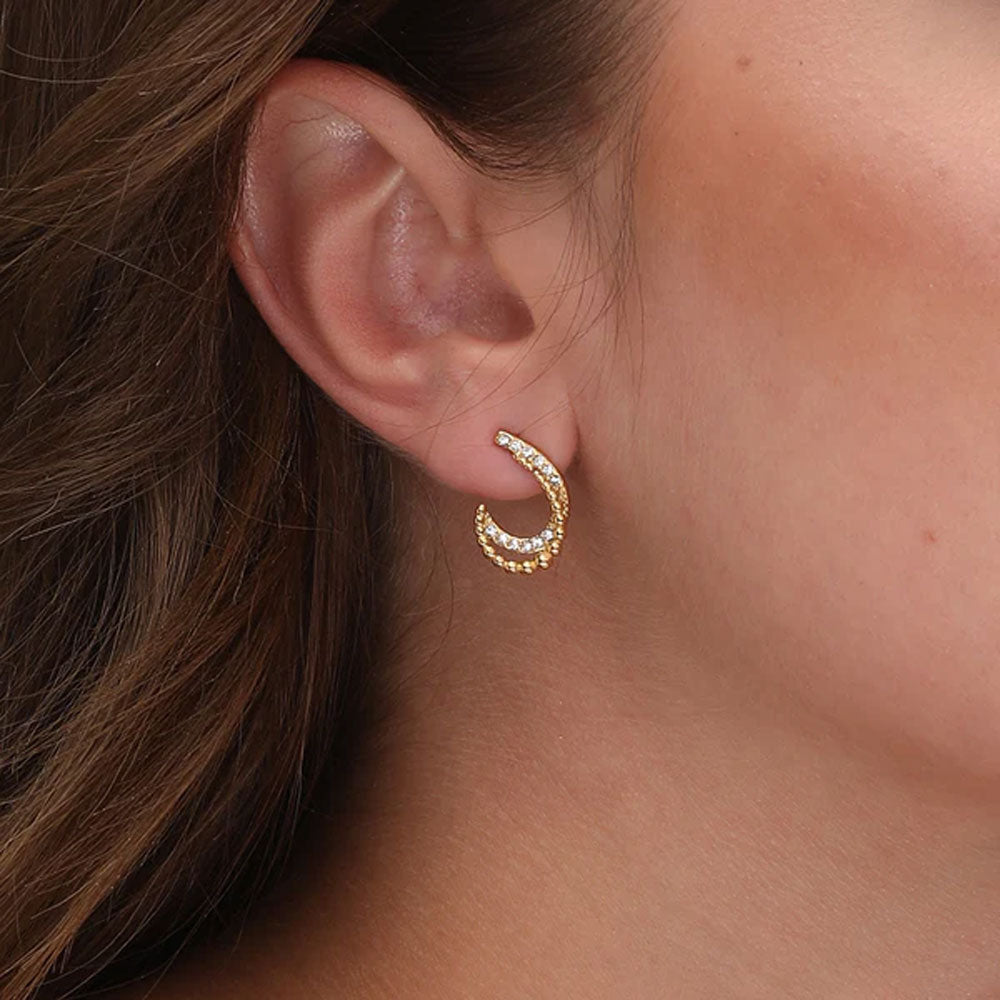Almond Stones Half Hoop Earrings