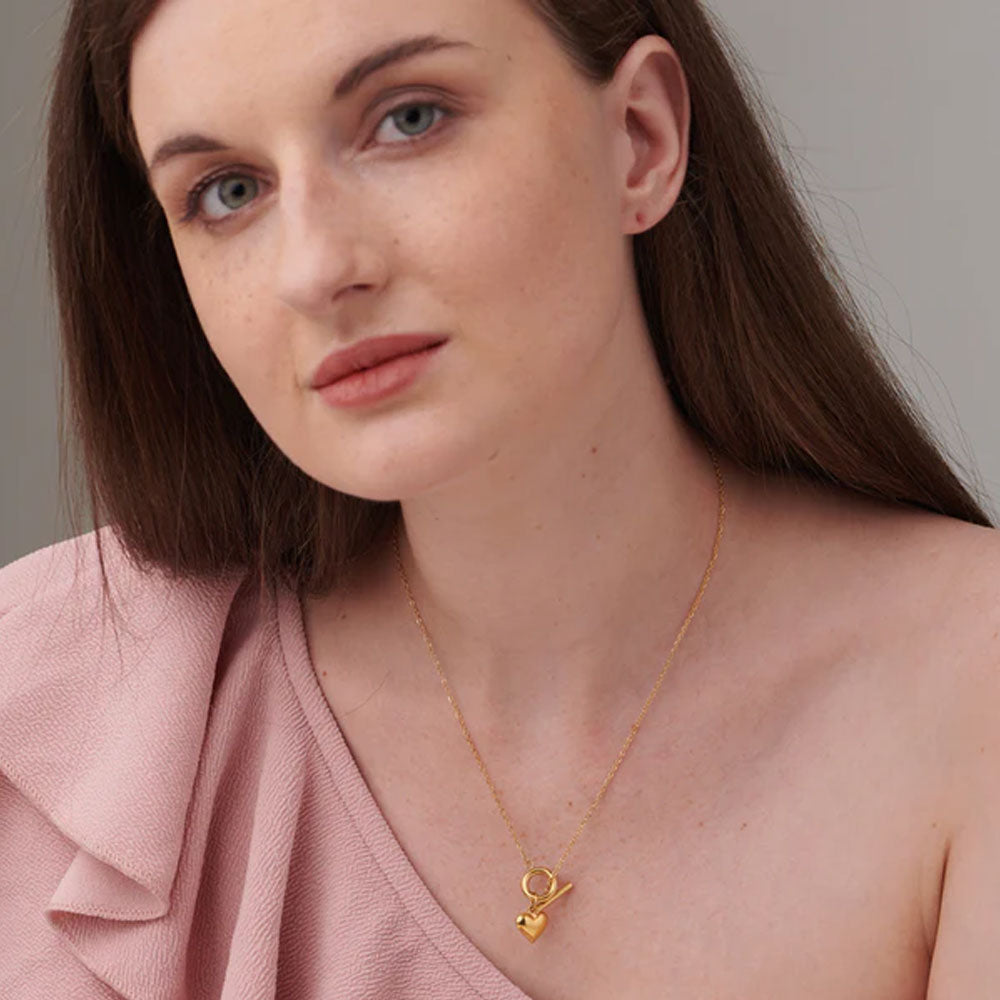 Ridge Heart T-Bar Necklace