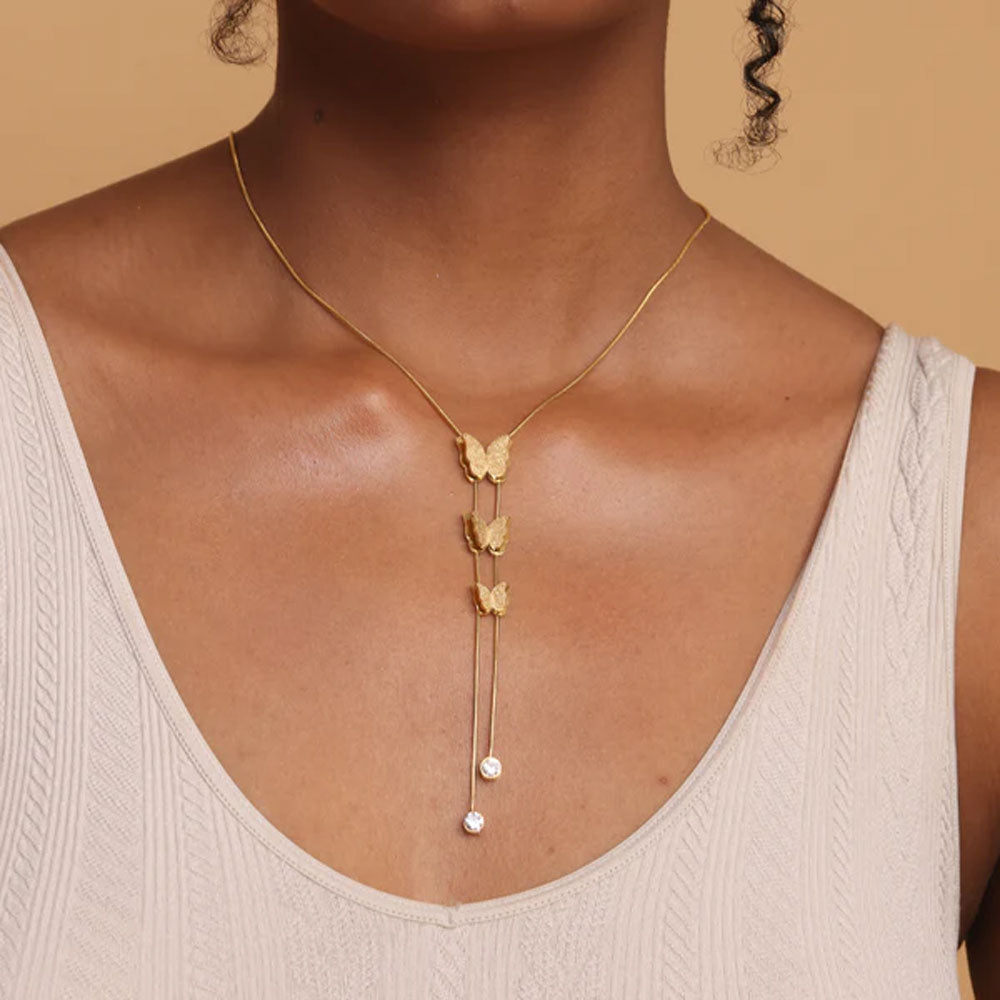 Butterfly Long Chain Necklace – GOLD