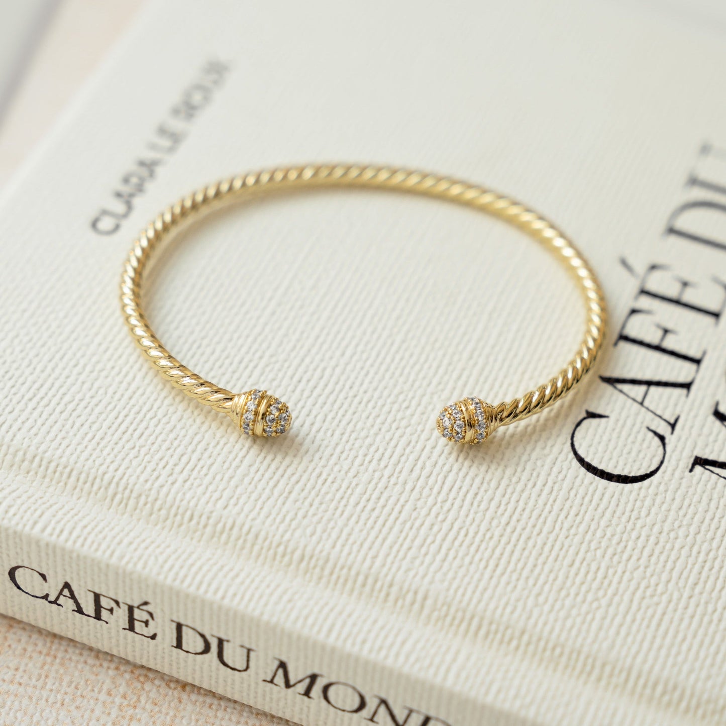 Adjustable Gold Twisted Cuff Bangle Bracelet