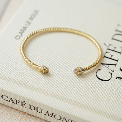 Adjustable Gold Twisted Cuff Bangle Bracelet