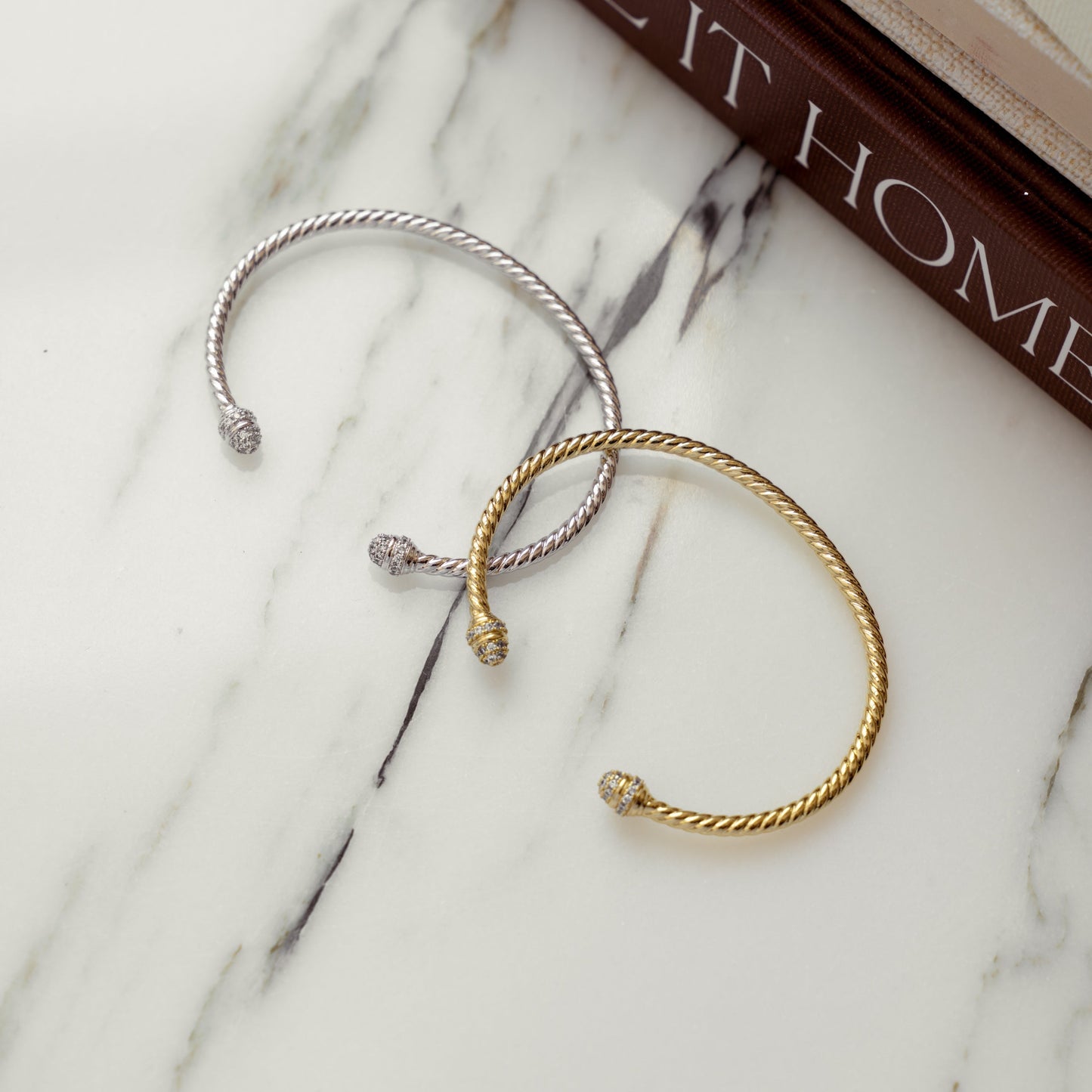Adjustable Gold Twisted Cuff Bangle Bracelet
