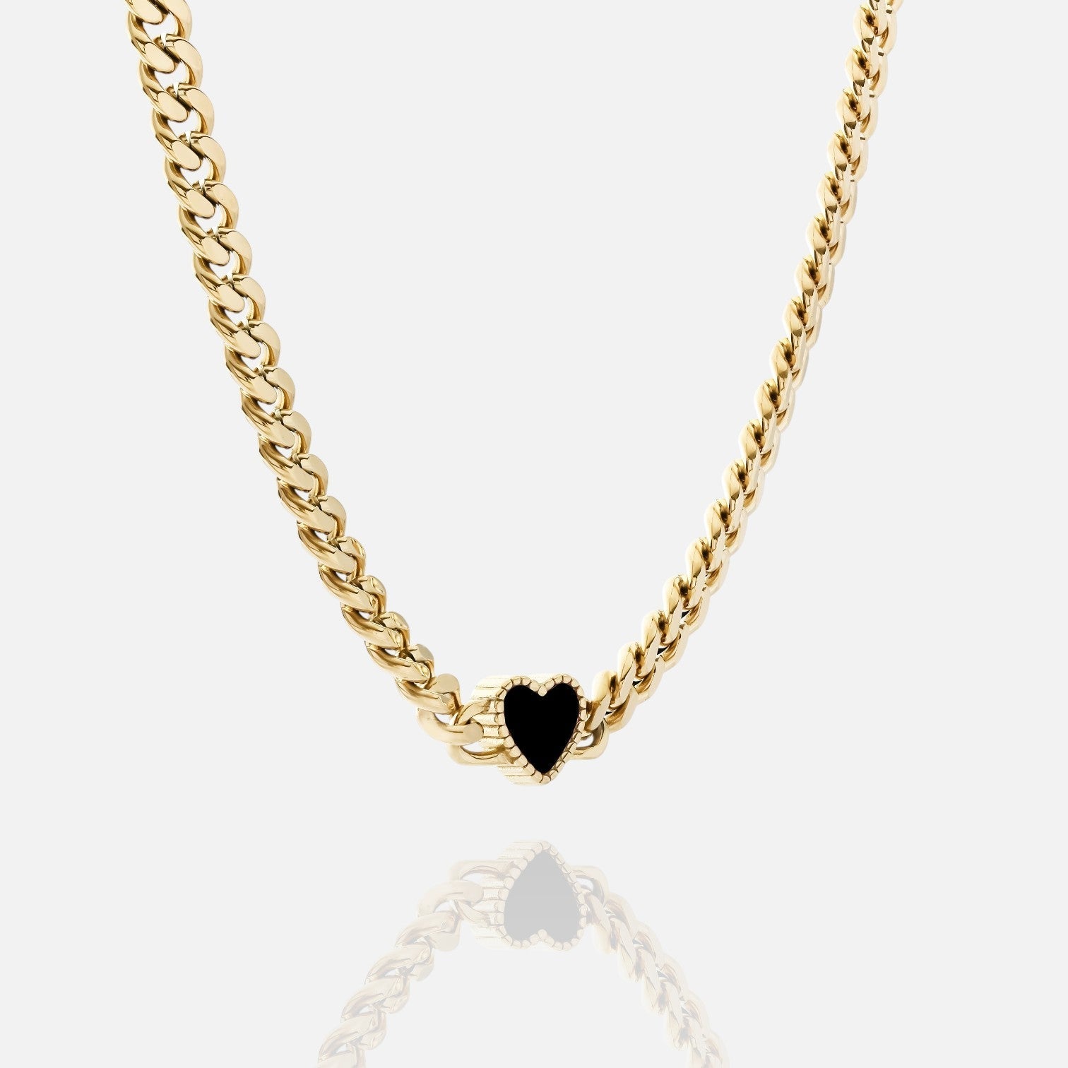 Black Shell Heart Pendant Necklace