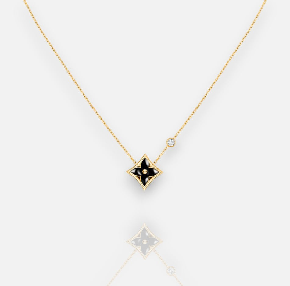 Color Blossom Onyx Star Necklace – gold