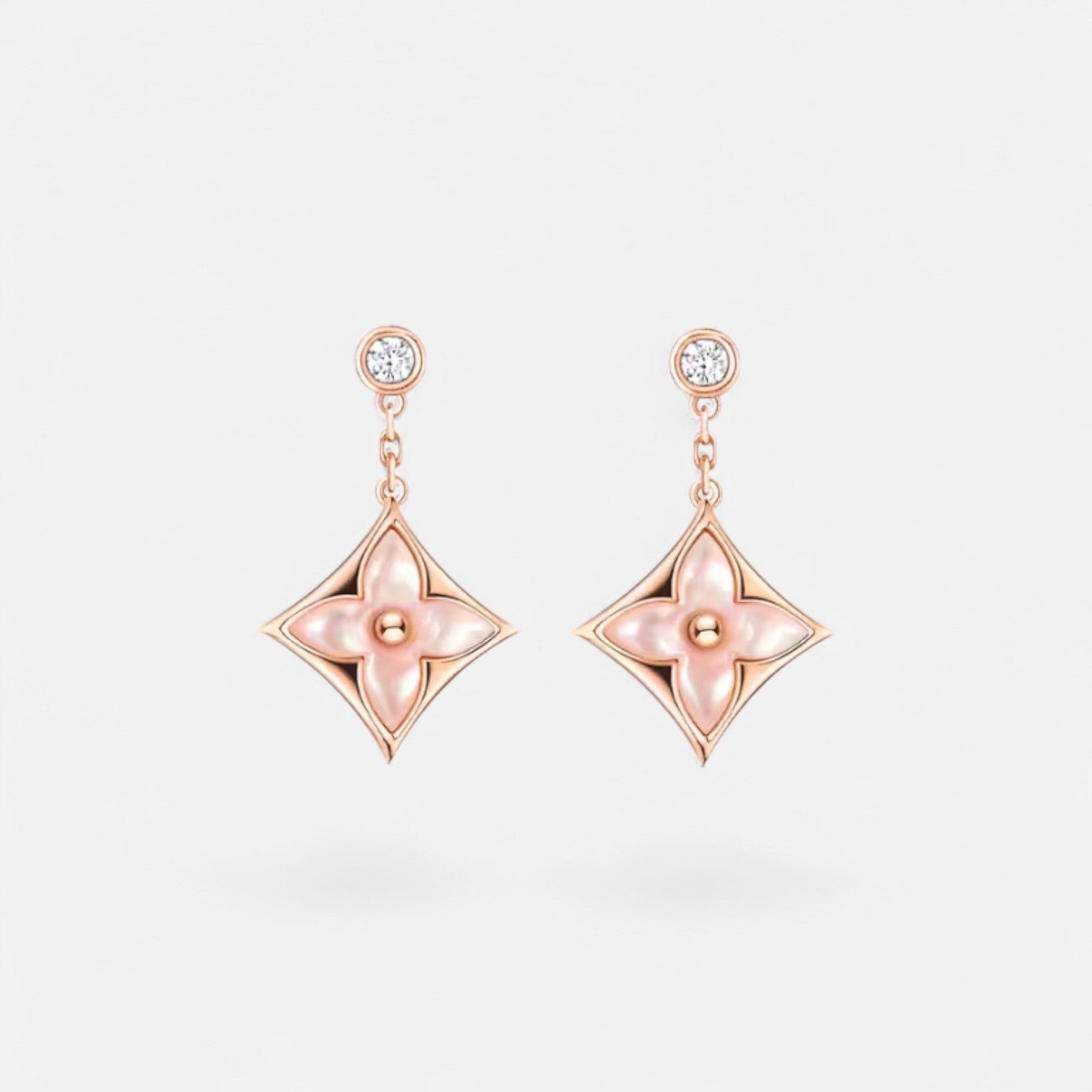 Color Blossom Pink Flower Drop Earrings – rose-gold