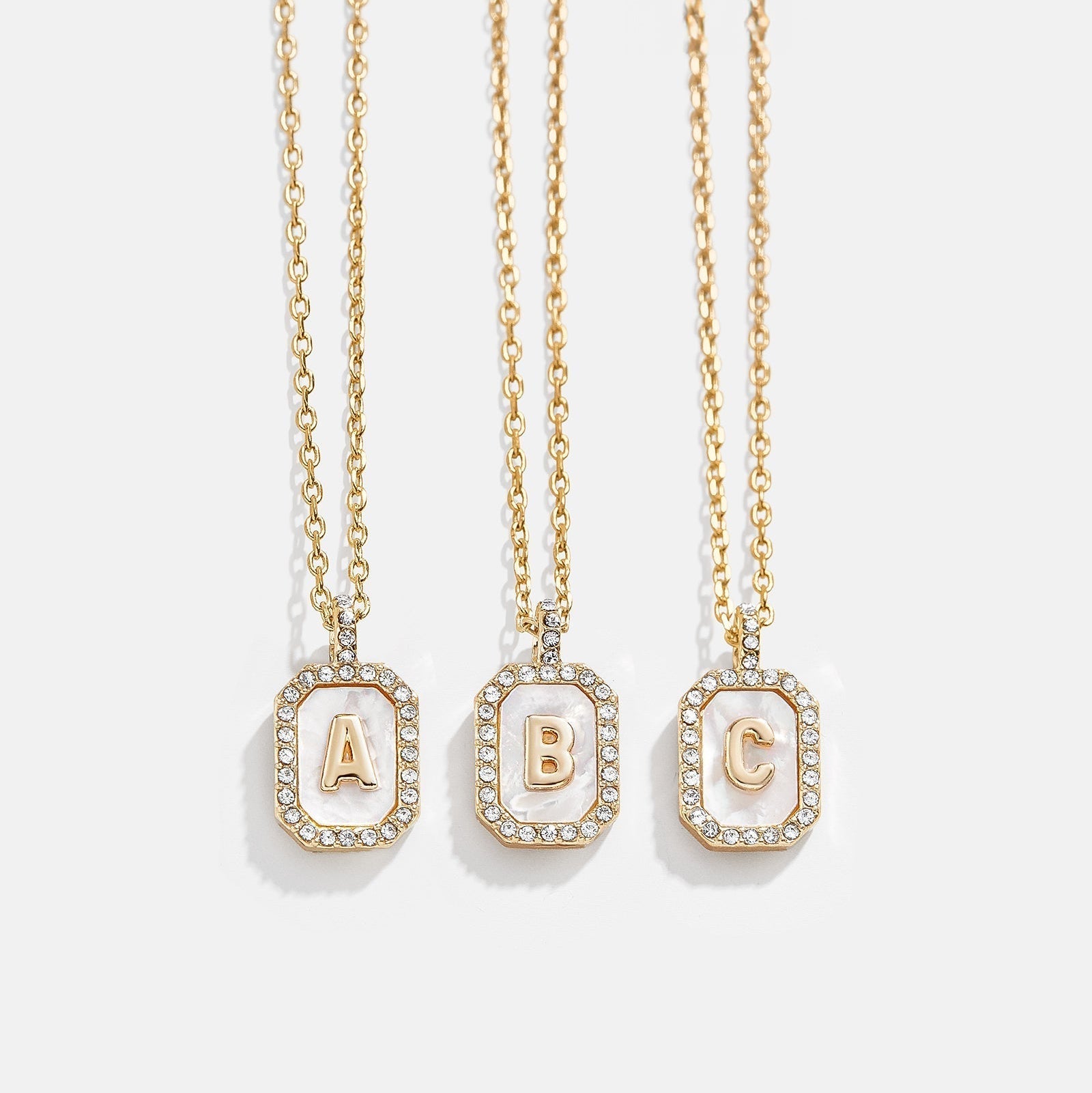 Mother of Pearl Initial Pendant Necklace – gold