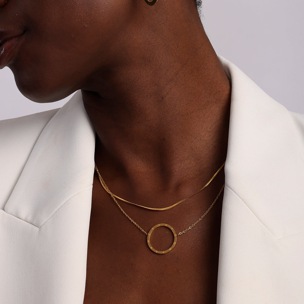 Circle Ring Double Layer Necklace – GOLD