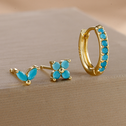 Dainty Tulip Hoop Earring Set