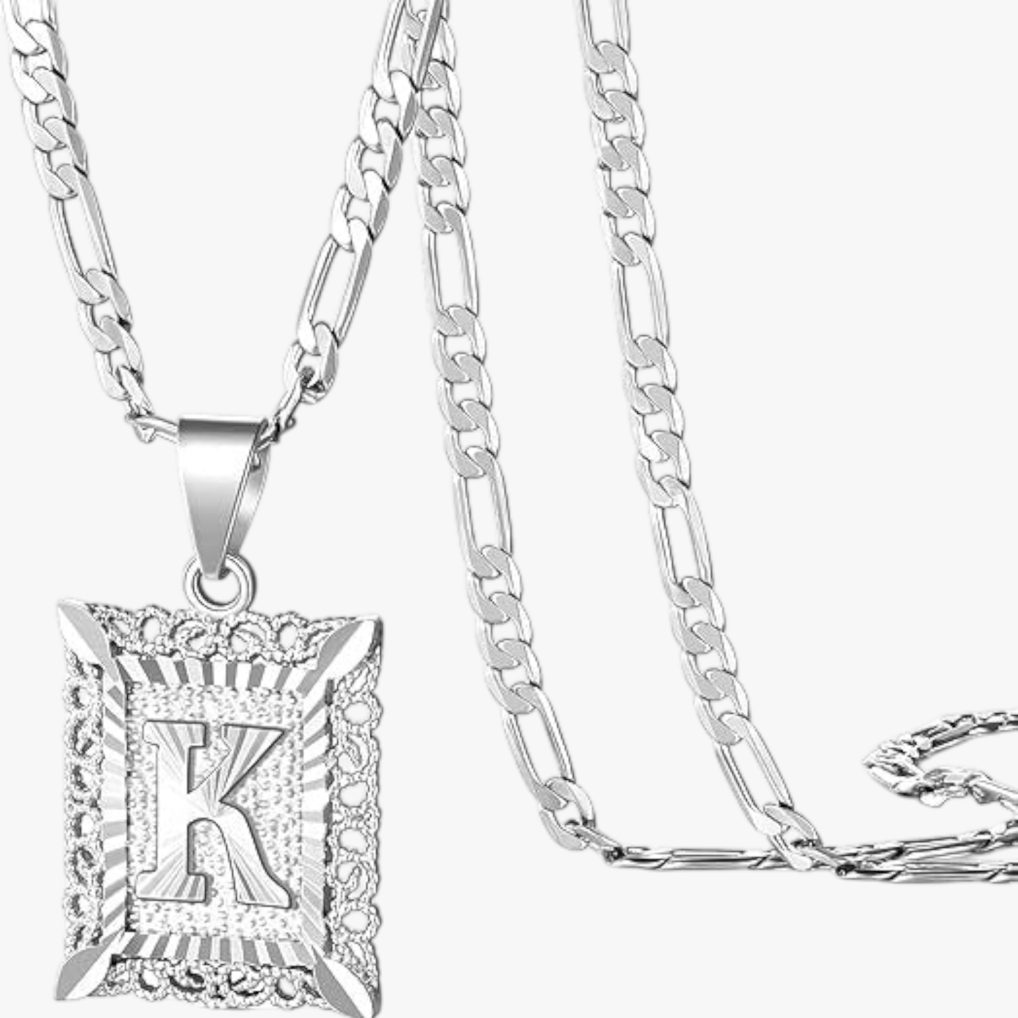 Square Initial Letter Necklace