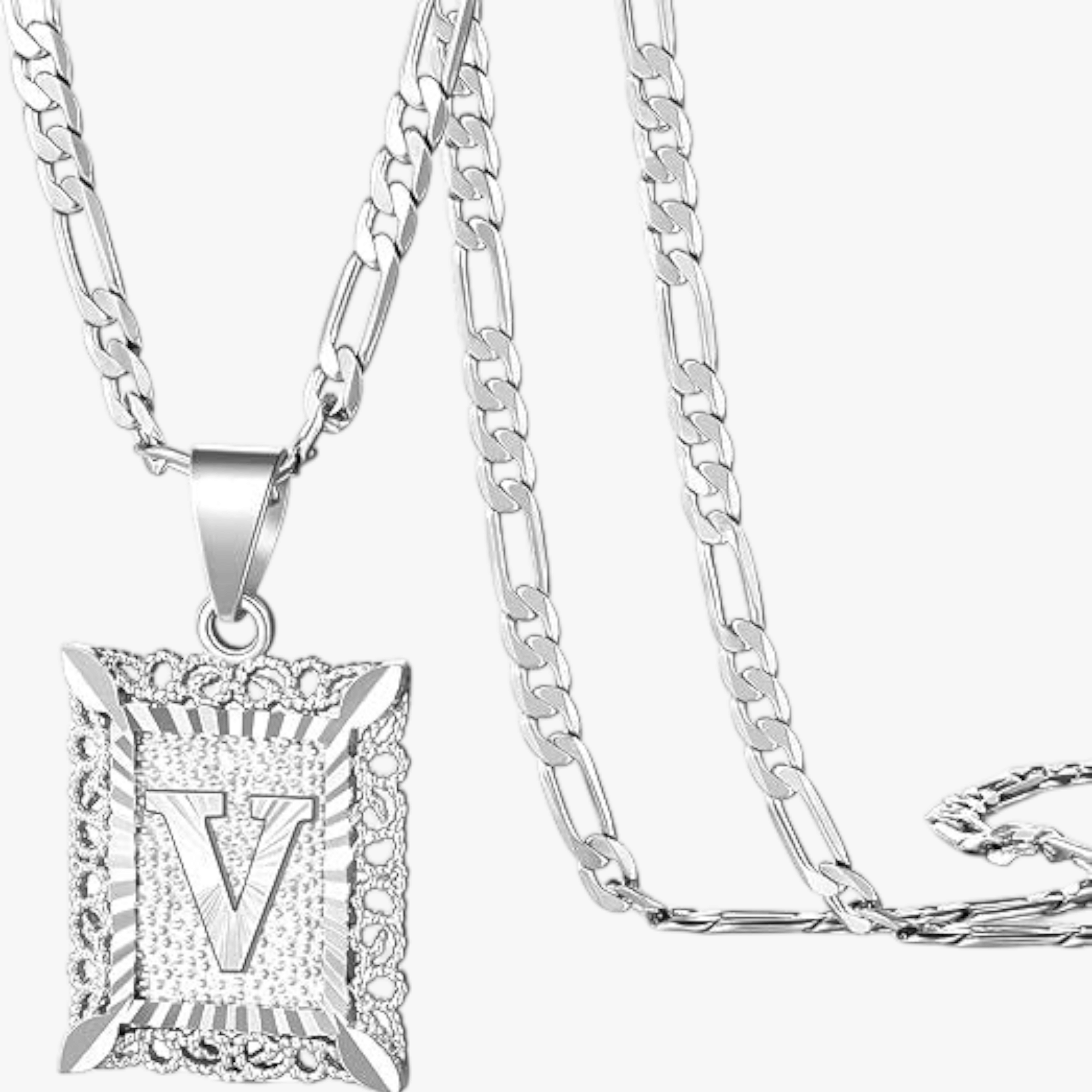Square Initial Letter Necklace