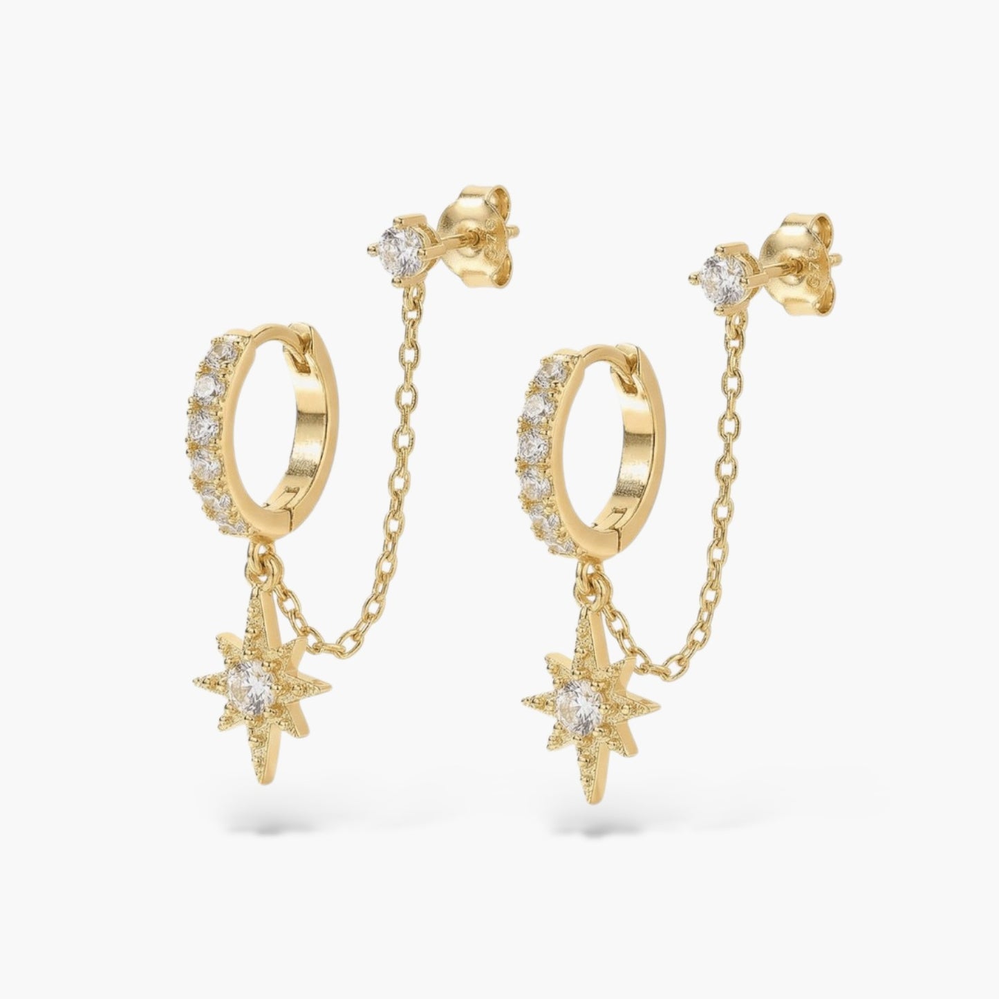Celestial Chain Huggie and Stud Earrings Set