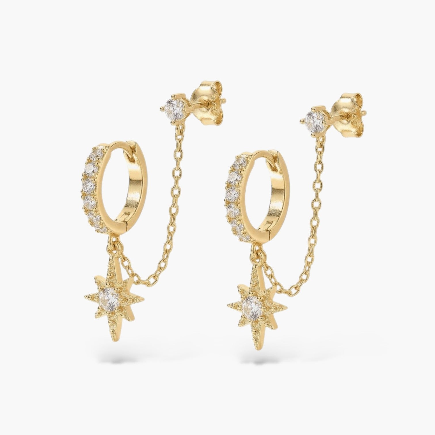 Celestial Chain Huggie and Stud Earrings Set