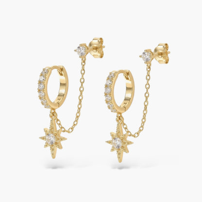 Celestial Chain Huggie and Stud Earrings Set