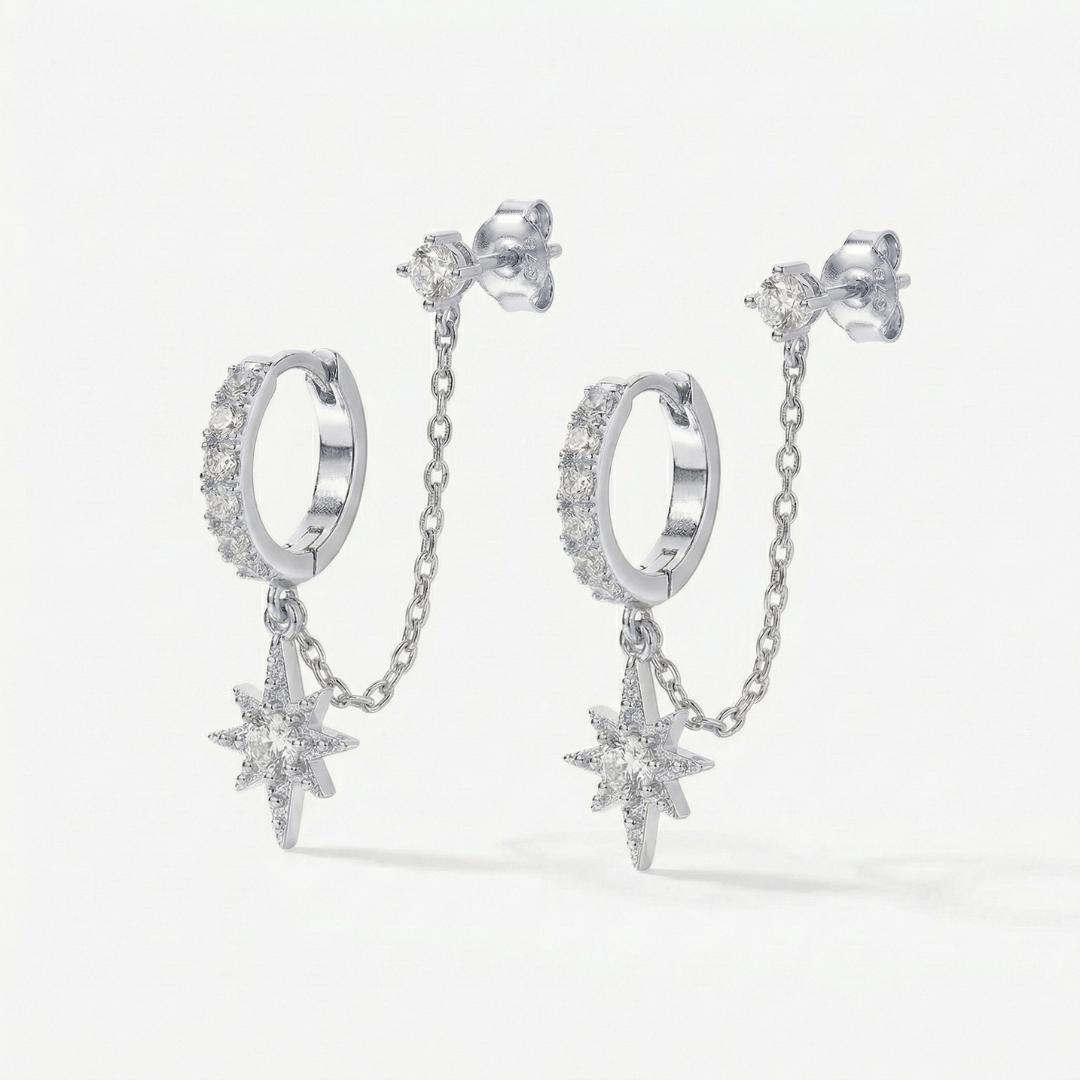 Celestial Chain Huggie and Stud Earrings Set
