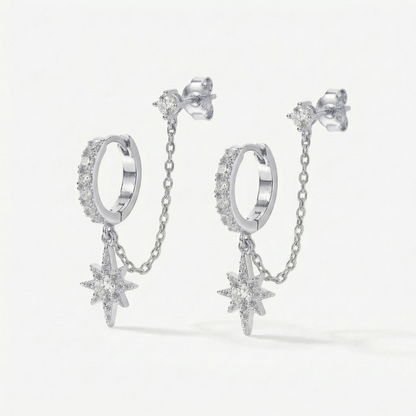 Celestial Chain Huggie and Stud Earrings Set