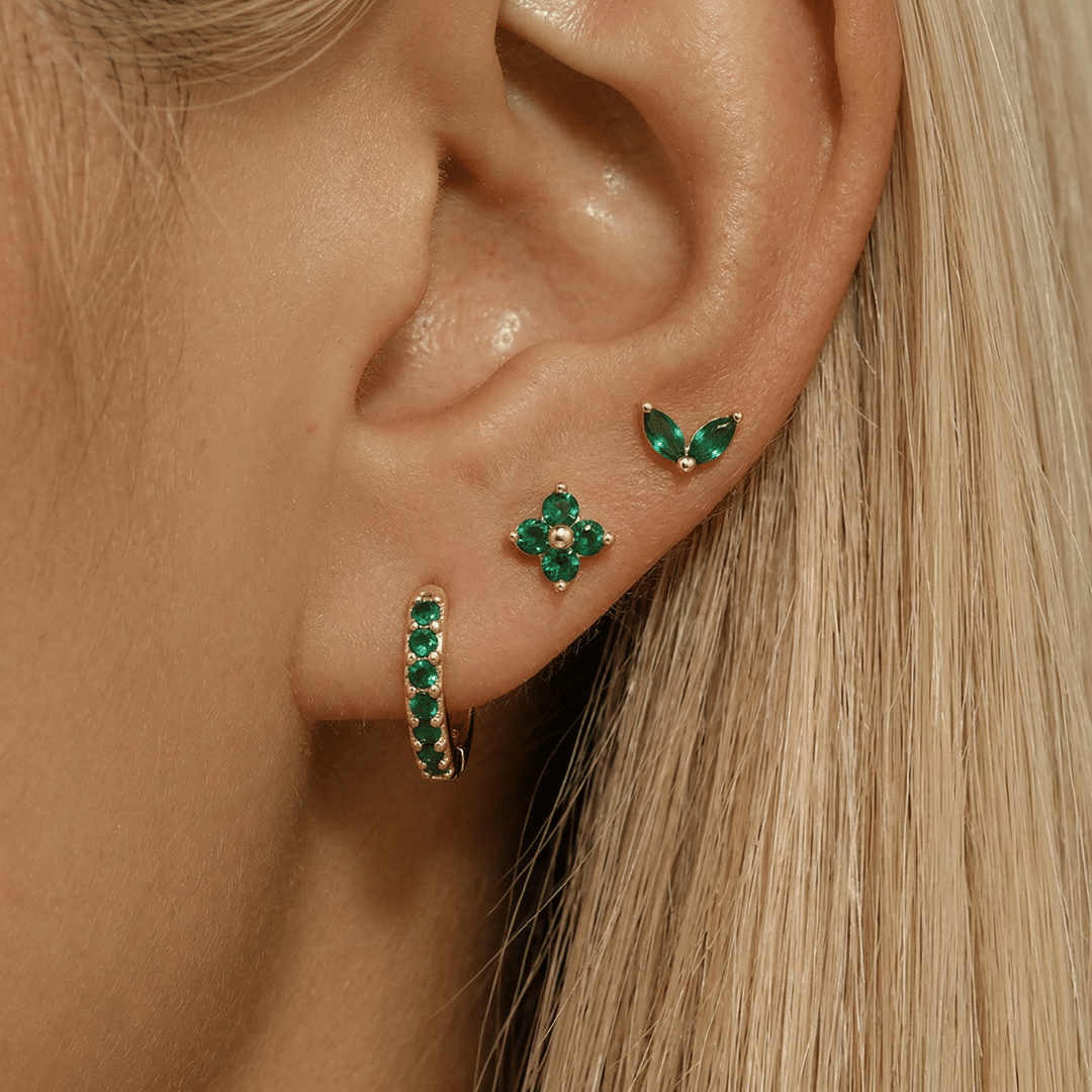 Dainty Tulip Hoop Earring Set