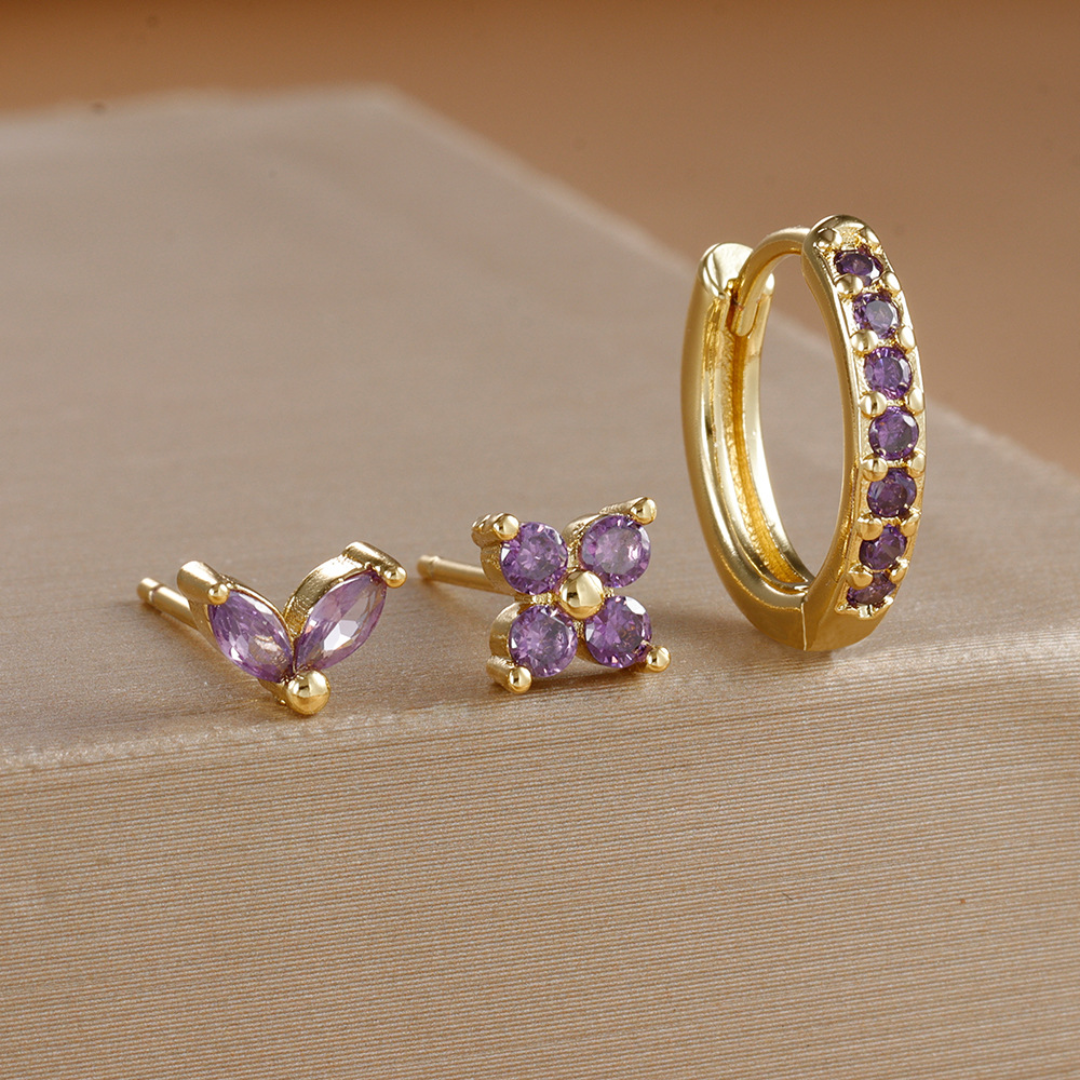 Dainty Tulip Hoop Earring Set