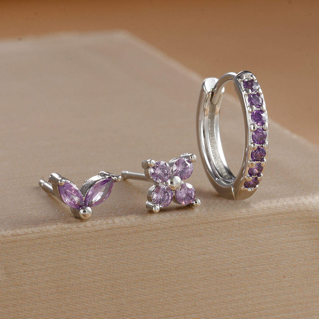 Dainty Tulip Hoop Earring Set