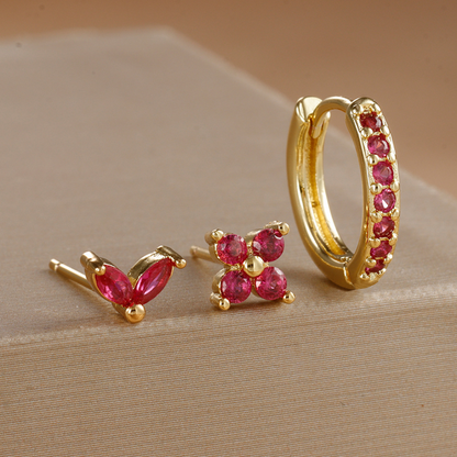 Dainty Tulip Hoop Earring Set