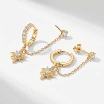 Celestial Chain Huggie and Stud Earrings Set