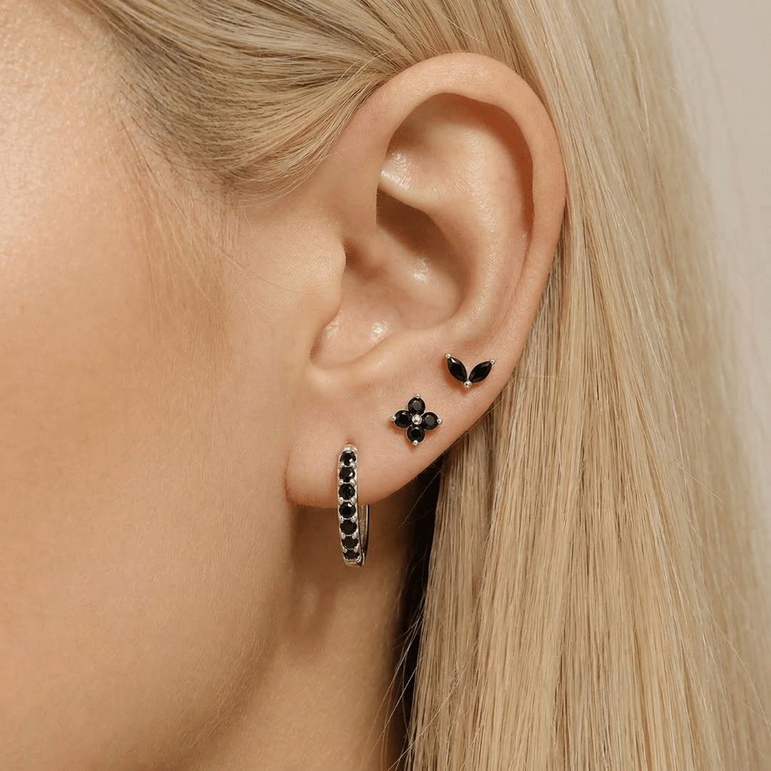 Dainty Tulip Hoop Earring Set