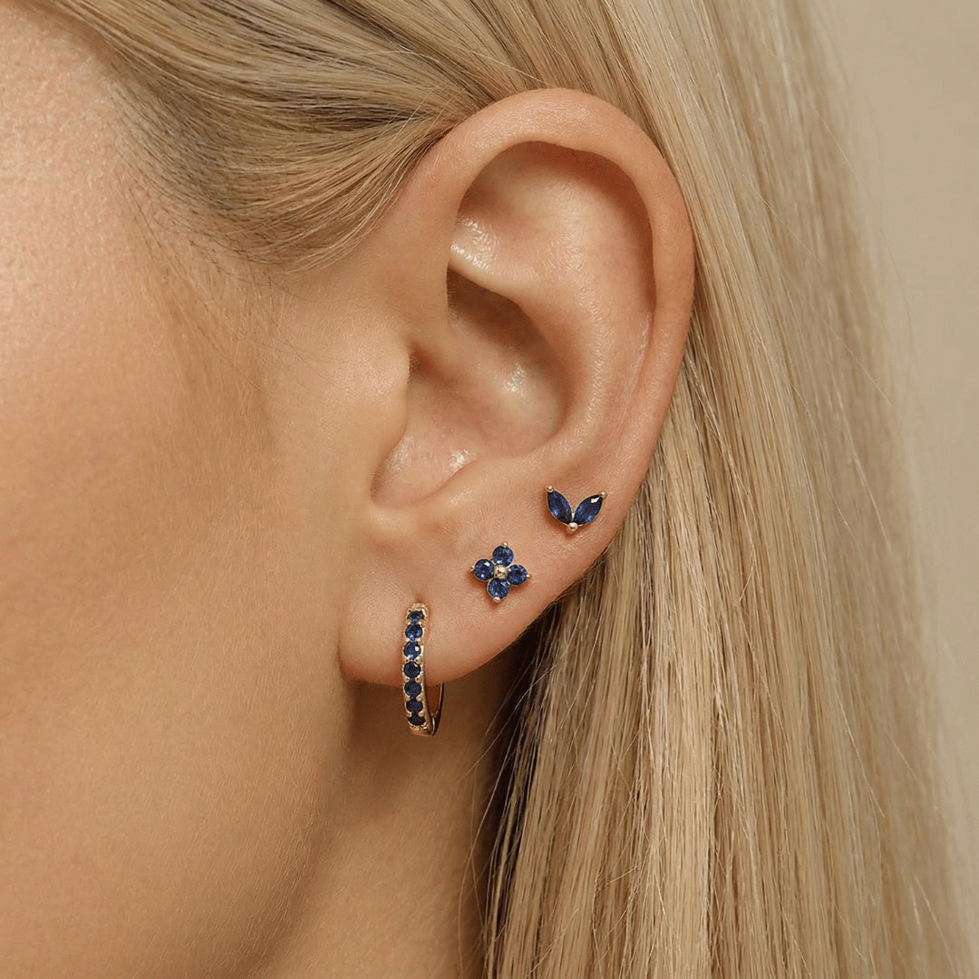 Dainty Tulip Hoop Earring Set