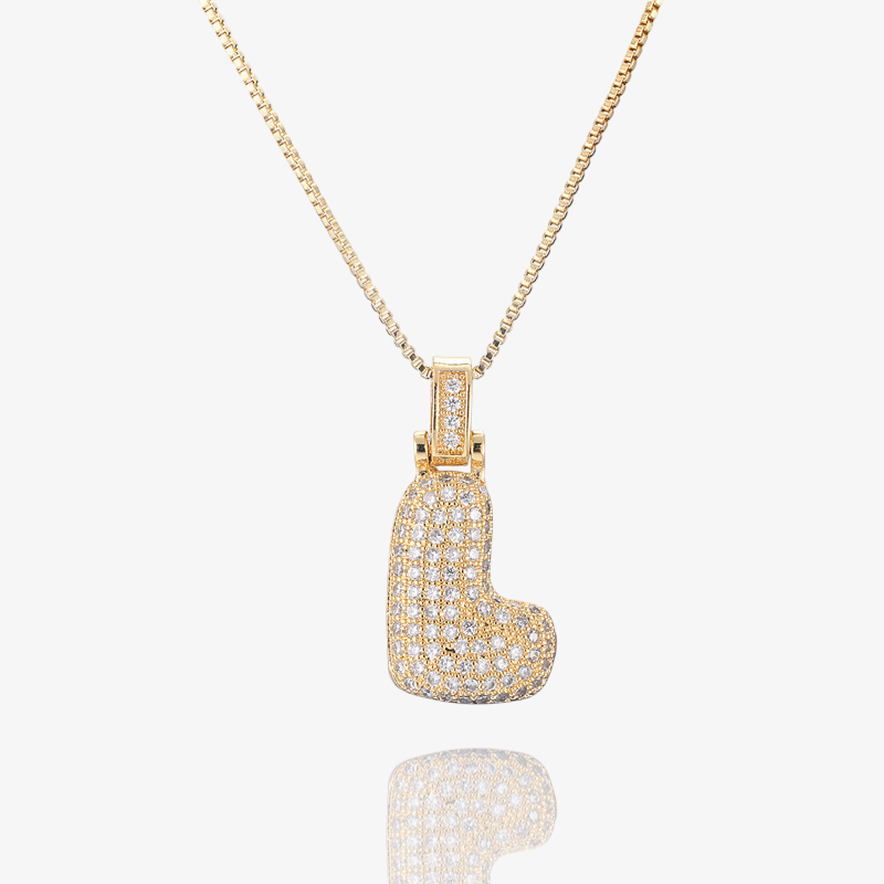 Diamond Bubble Initial Pendant Necklace