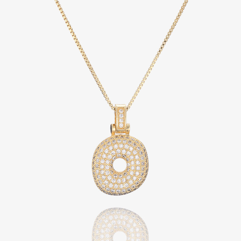 Diamond Bubble Initial Pendant Necklace