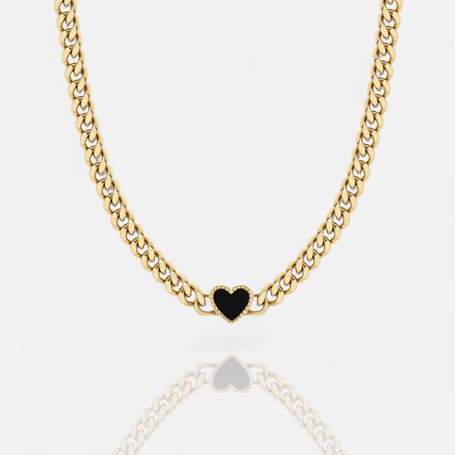 Black Shell Heart Pendant Necklace – gold