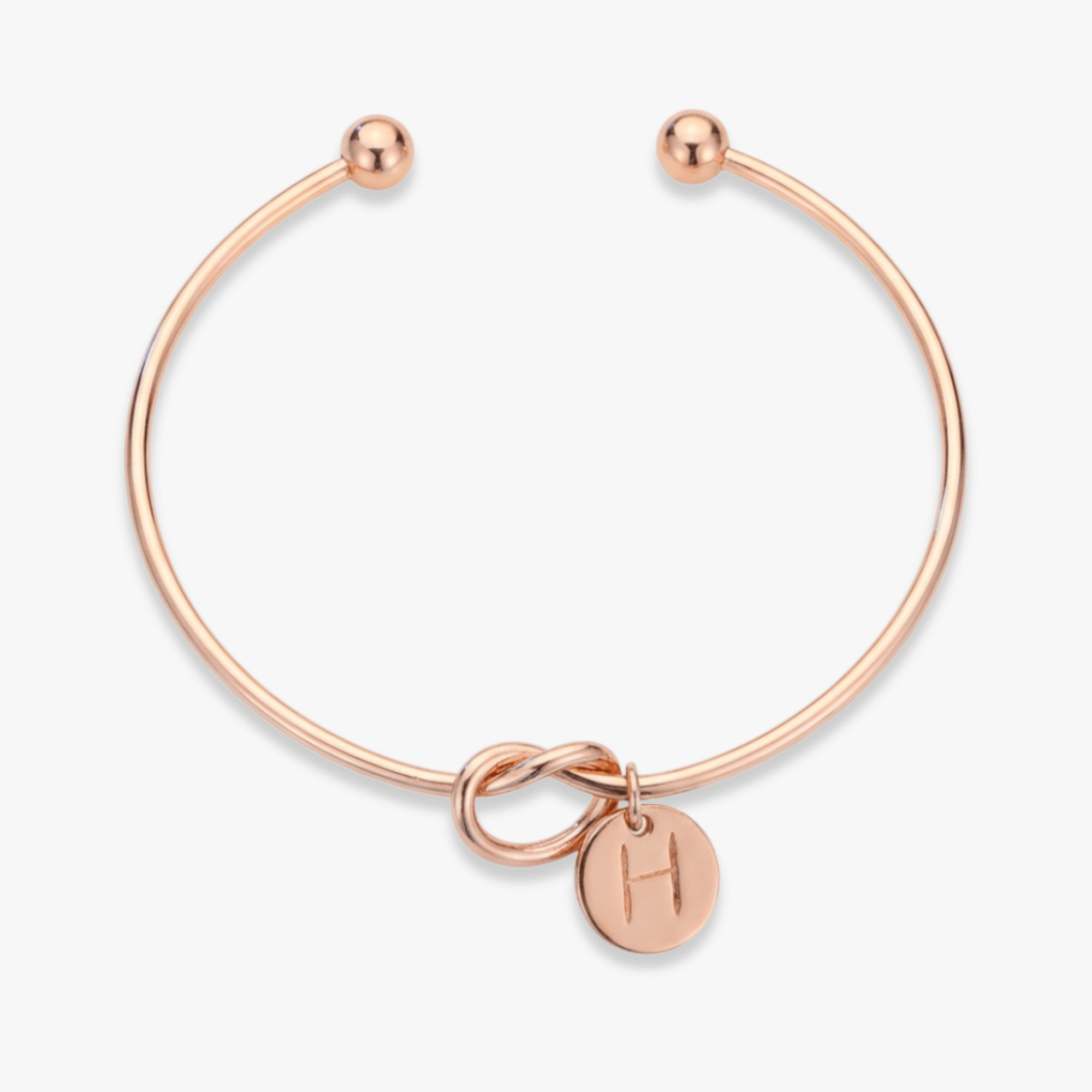 Personalized Knot Bangle Bracelet – Rose Gold