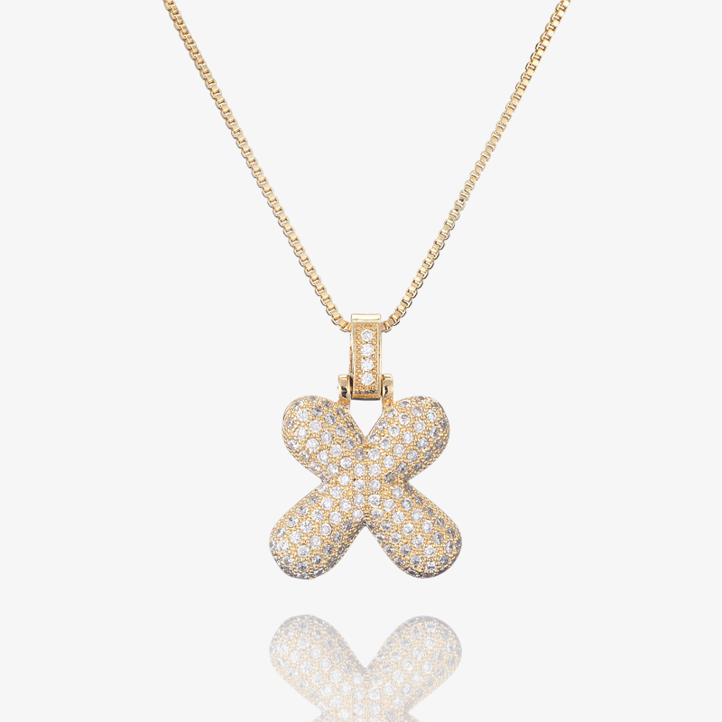 Diamond Bubble Initial Pendant Necklace