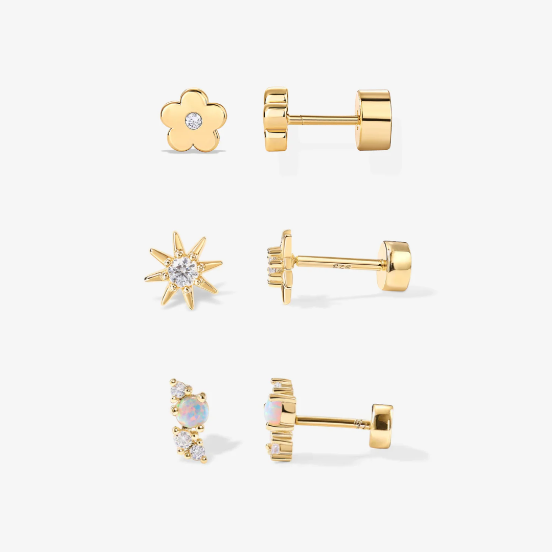 Flat Back Stud Earring Set – Mixed Shapes – Bloom Set