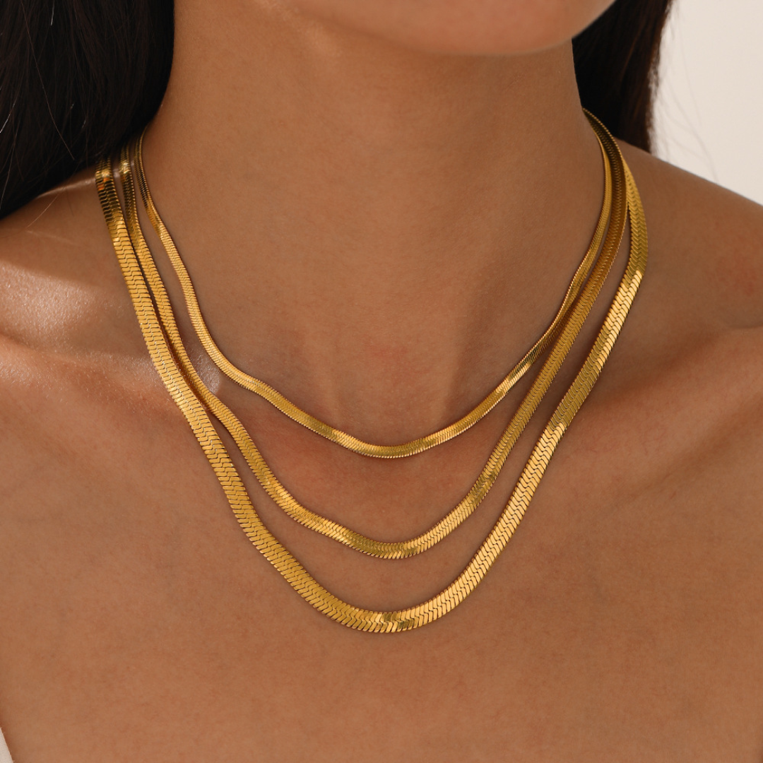 Sleek Herringbone Snake Chain Necklace