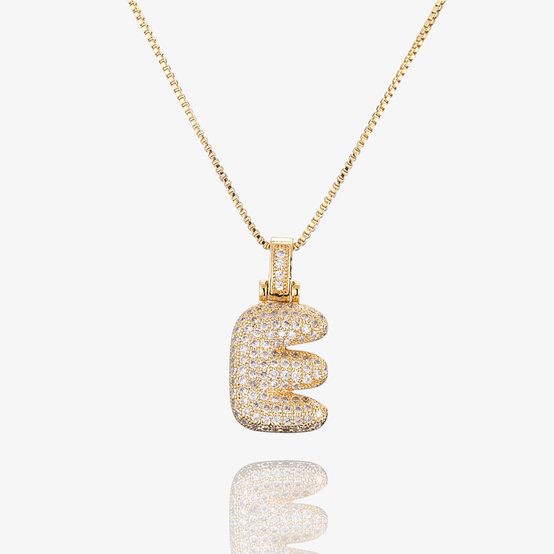 Diamond Bubble Initial Pendant Necklace