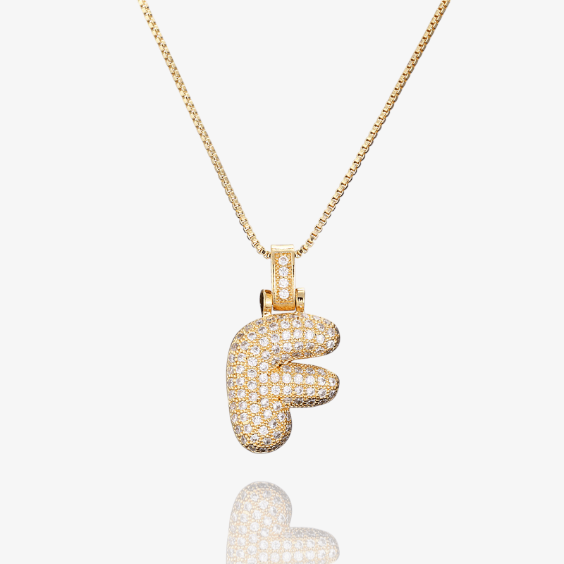 Diamond Bubble Initial Pendant Necklace
