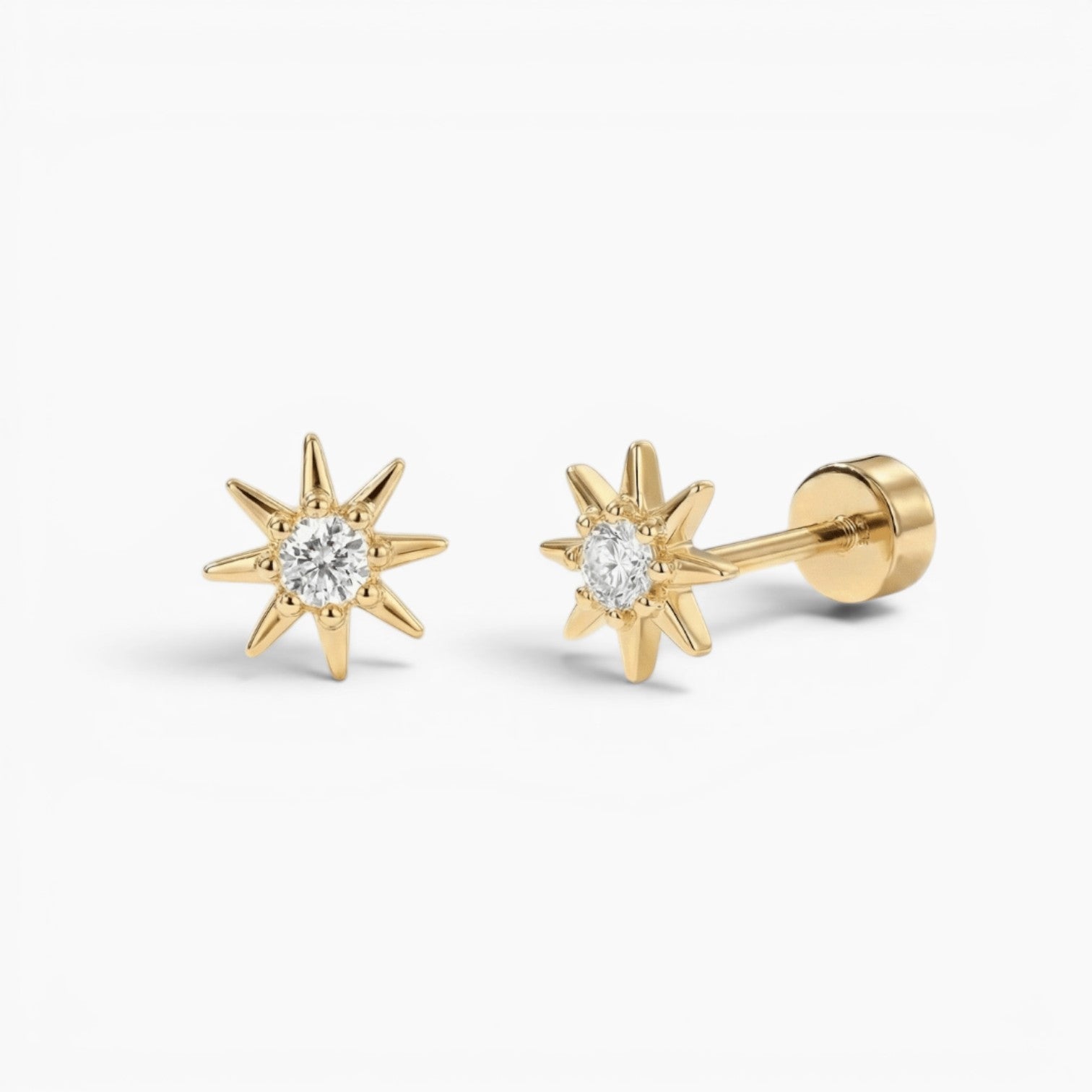 Starburst Flat Back Stud Earrings