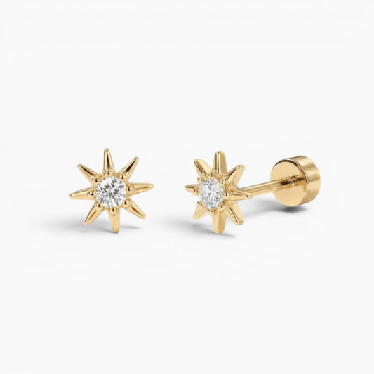 Starburst Flat Back Stud Earrings