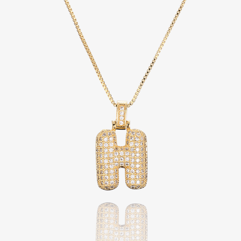 Diamond Bubble Initial Pendant Necklace