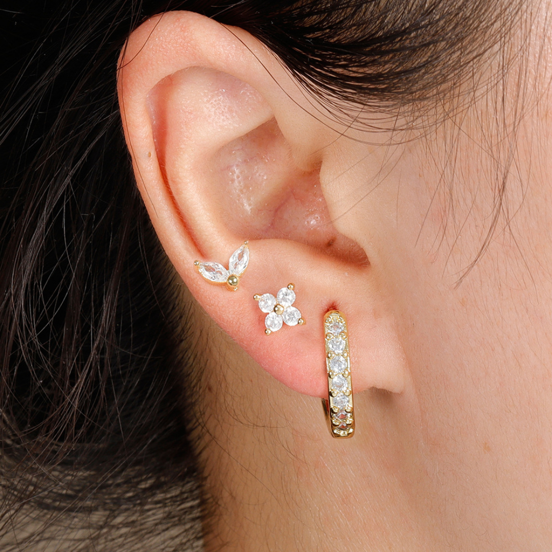 Dainty Tulip Hoop Earring Set