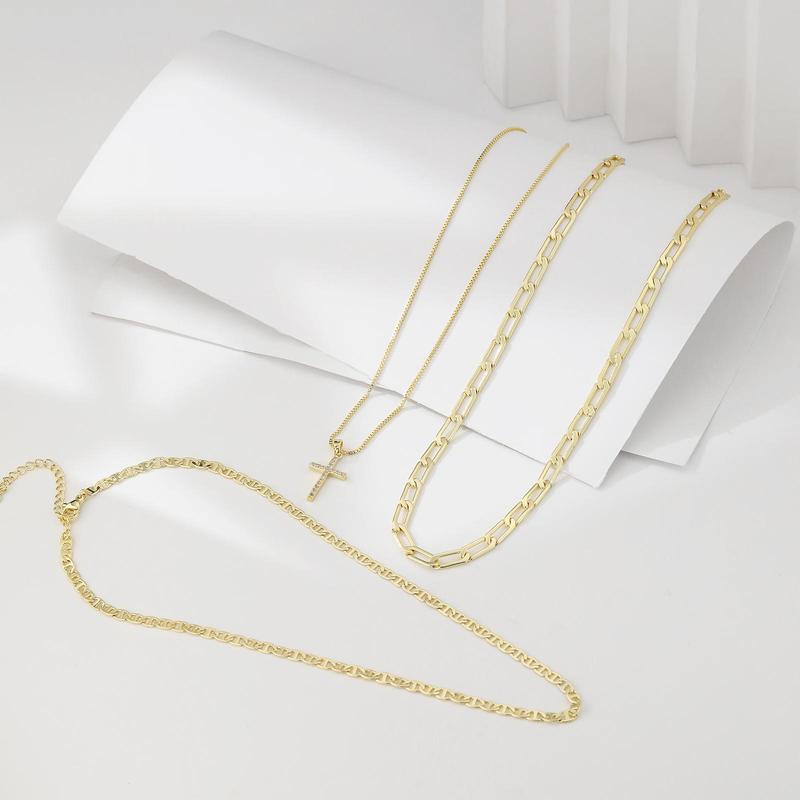 Layered Cross Necklace Set – 3 Piece